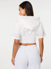 Cropped Diamante Detail Hoodie