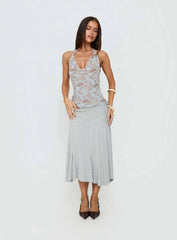 Xiomara Cowl Halter Top Blue Paisley