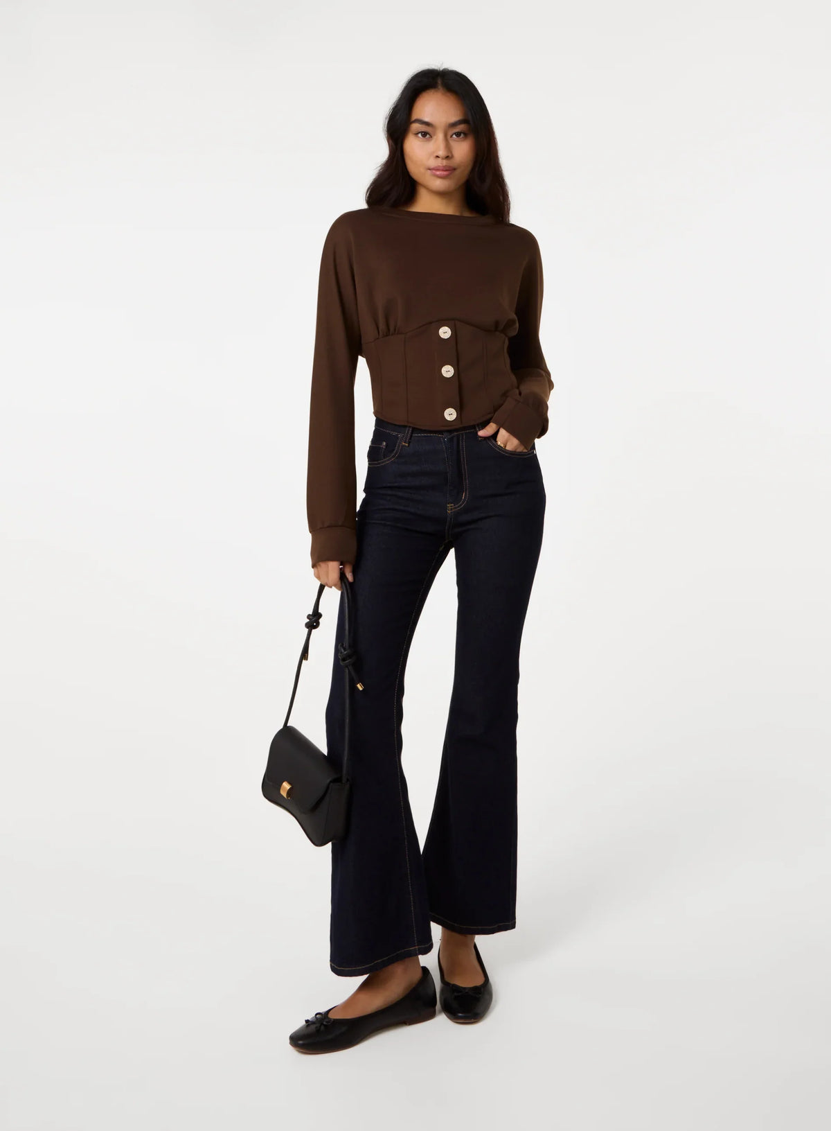 Button Front Corset Sweatshirt
