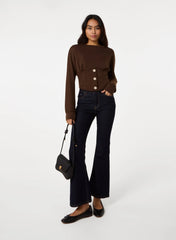 Button Front Corset Sweatshirt