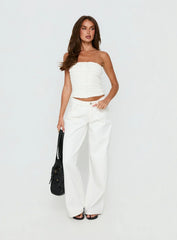Jaima Textured Strapless Top Cream