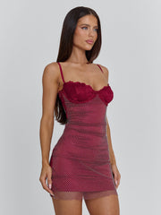 BONJOUR MINI DRESS BURGUNDY