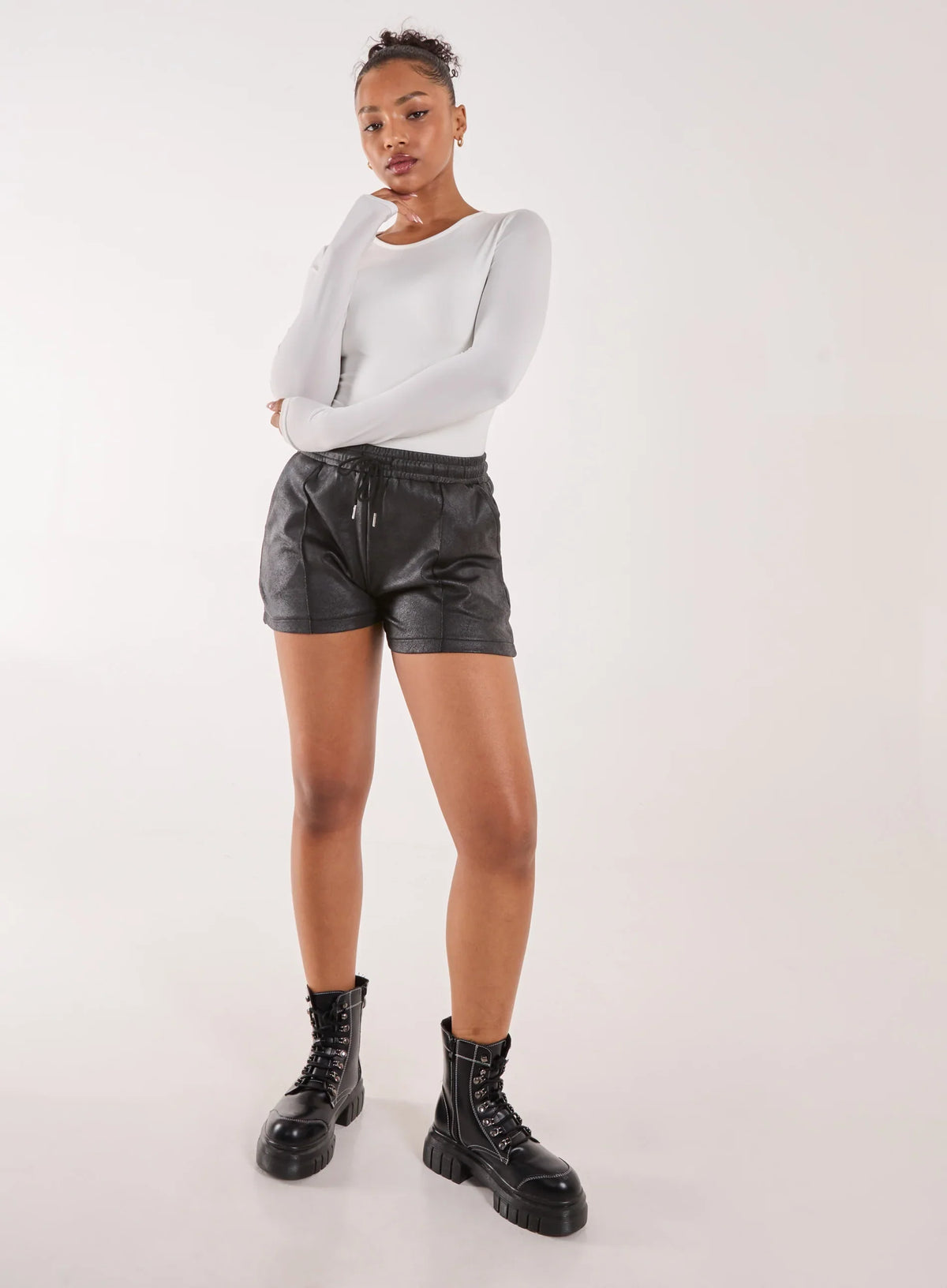 PU Drawstring Shorts