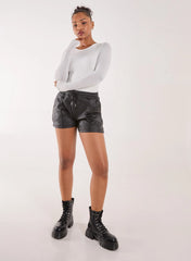 PU Drawstring Shorts