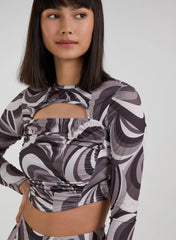 Swirl Print Cut Out Top