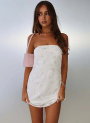 Karlottie Strapless Mini Dress White Burnout