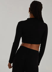 Chunky Brushed Rib Zip Up Top