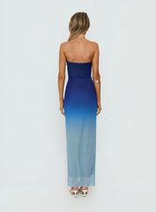 Stolen Love Strapless Maxi Dress Blue Ombre