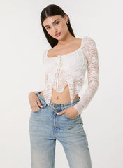 Long Sleeve Lace Butterfly Top
