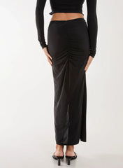 Slinky Ruched Maxi Skirt