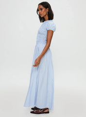 Wendelin Shirred Maxi Dress Blue Stripe