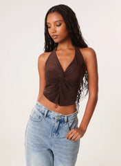 Knot Front Butterfly Halter Top