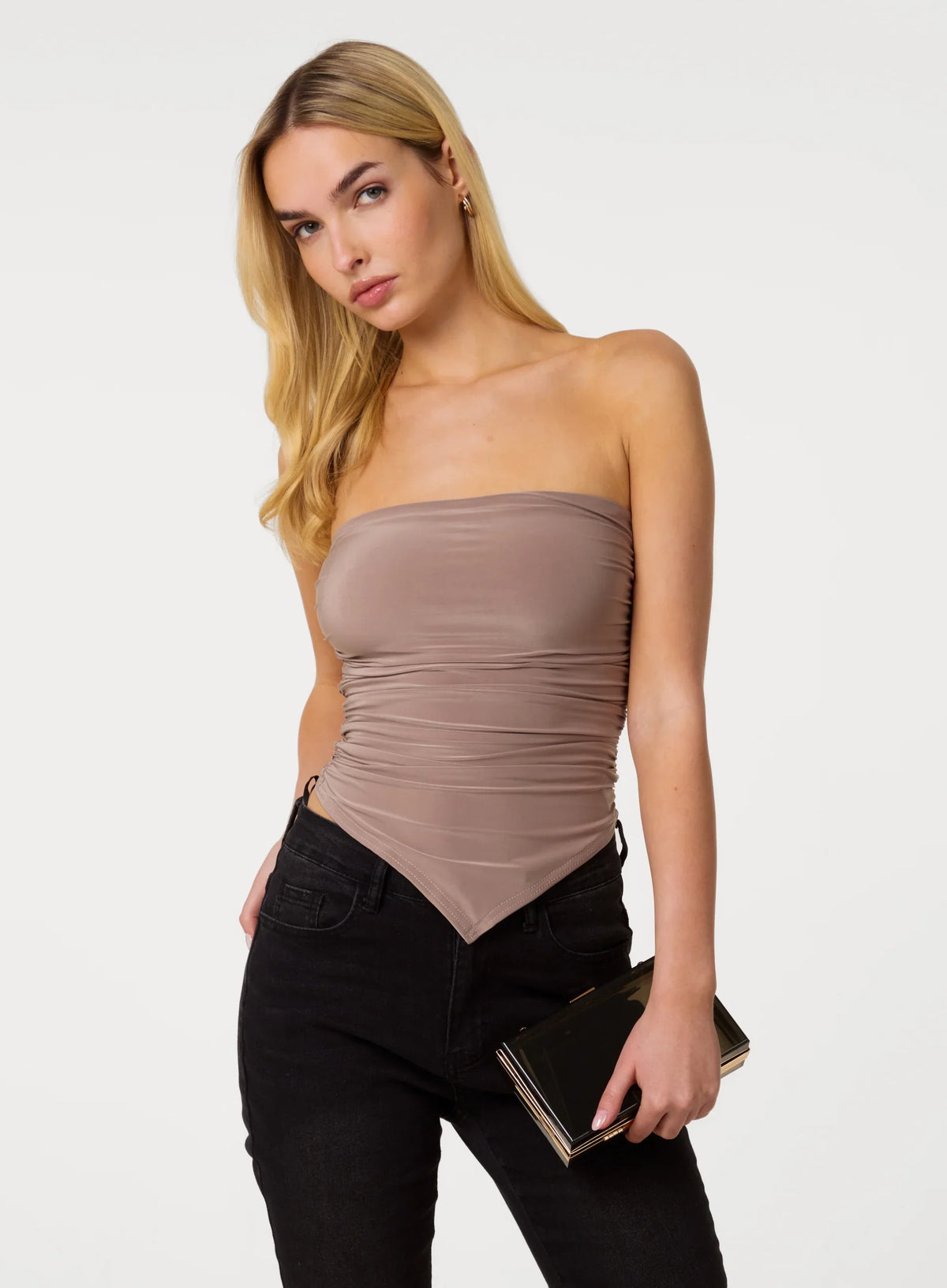 Ruched Slinky Bandeau Top