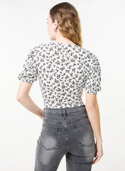 Floral Cut Out Tie Bodysuit