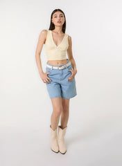 V Neck Lace Crop Top