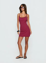 Rydar Scoop Mini Dress Red Stripe
