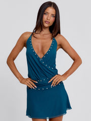 WRENLEY MINI DRESS DEEP TEAL