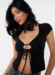 Cap Sleeve Keyhole Crop Top