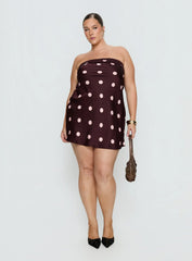 Phillipa Mini Dress Plum / Pink Polka Dot Curve