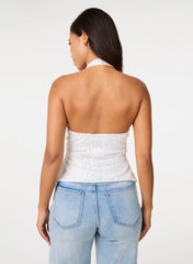 Lace Trim Halter Top