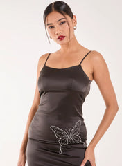 Rhinestone Butterfly Mini Dress