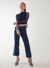 Long Sleeve Ombre Mesh Top