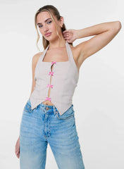 Halter Neck Top With Bows