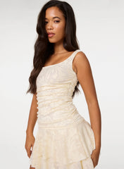 Jersey Jacquard Square Neck Mini Dress