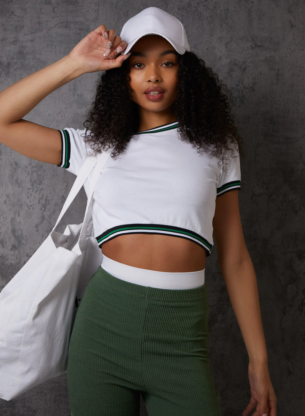 Sports Stripe Cropped T-Shirt