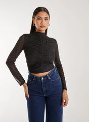 Sparkle Long Sleeve Mesh Top