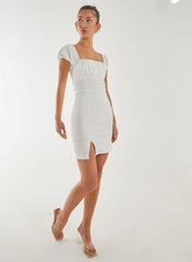 Tie Back Puff Sleeve Mini Dress