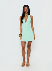 Tinisie Halter Mini Dress Aqua
