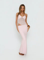 Afinity Sheer V Neck Maxi Dress Pink