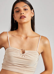 Gathered Ring Detail Slinky Cami Top