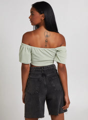Waffle Rib Ruched Crop Top