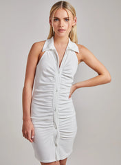 Halterneck Collar Neck Rib Mini Dress