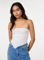 Ruched Side Bandeau Lace Top