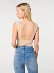 Plunge Neck Seamed Bodysuit