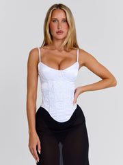 KAILEN MIDI DRESS WHITE BLACK