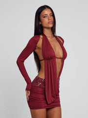 Venari Mini Dress Burgundy
