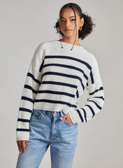 Striped Knitted Funnel Neck Jumper