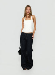 Hotshot Panelled Linen Blend Buckle Top White