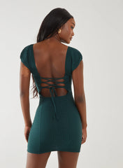 Textured Puff Sleeve Mini Dress