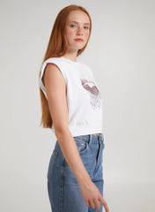 Diamante Lips Sleeveless Top