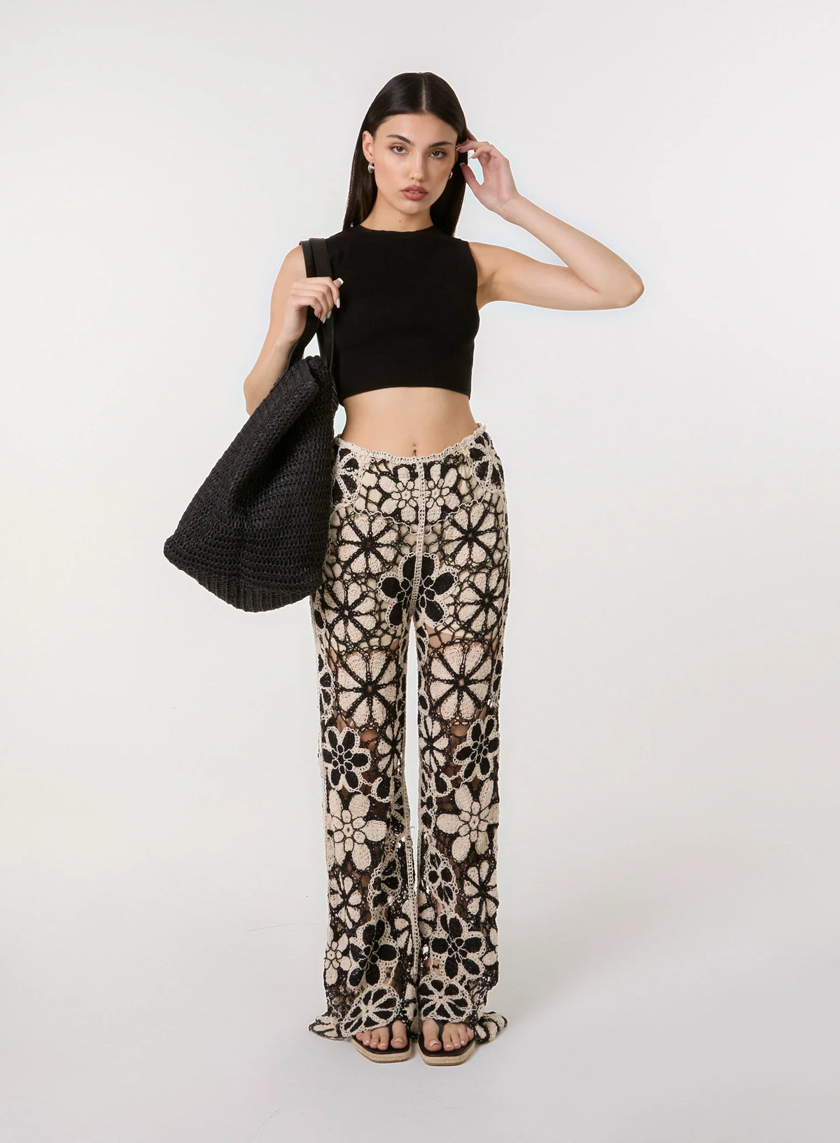 Crochet Pants With Flower Pattern