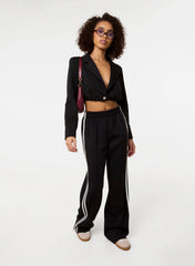 Crop One Button Puffball Blazer Jacket