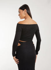 Ripple Letterbox Long Sleeve Top
