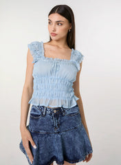 Ribbon Trim Milkmaid Top