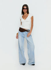 Baseline Cross Over Cap Sleeve Top Grey Marle