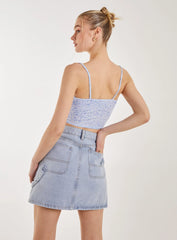 Floral Tie Front Cami Cropped Top